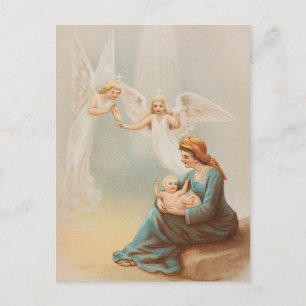 Postale Vintage coloré Marie avec carte de bébé Jésus