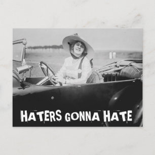 Postale vintage dans la voiture HATERS VA HAITER Carte pos
