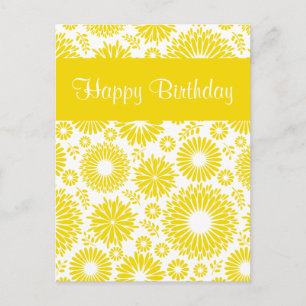 Postale Vintage fleuri jaune Joyeux Anniversaire Carte pos