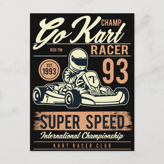Postale Vintage Go Kart Racing carte d'invitation d'annive (Devant)