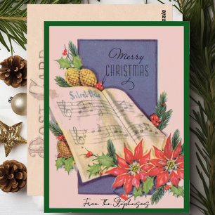 Postale Vintage Joyeux Noël Musique Nom personnalisé Carte