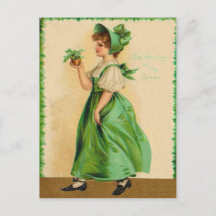Postale Vintage Porter la Verte Carte de la Fête de la Sai