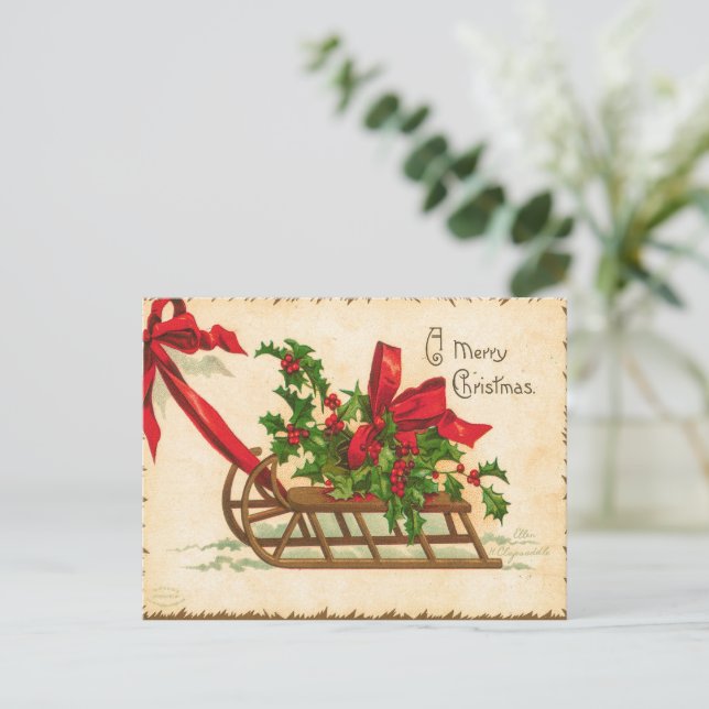 Postale Vintage Une Joyeuse Carte de Noël (Debout devant)