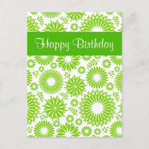 Postale Vintage vert floral Joyeux Anniversaire Carte post