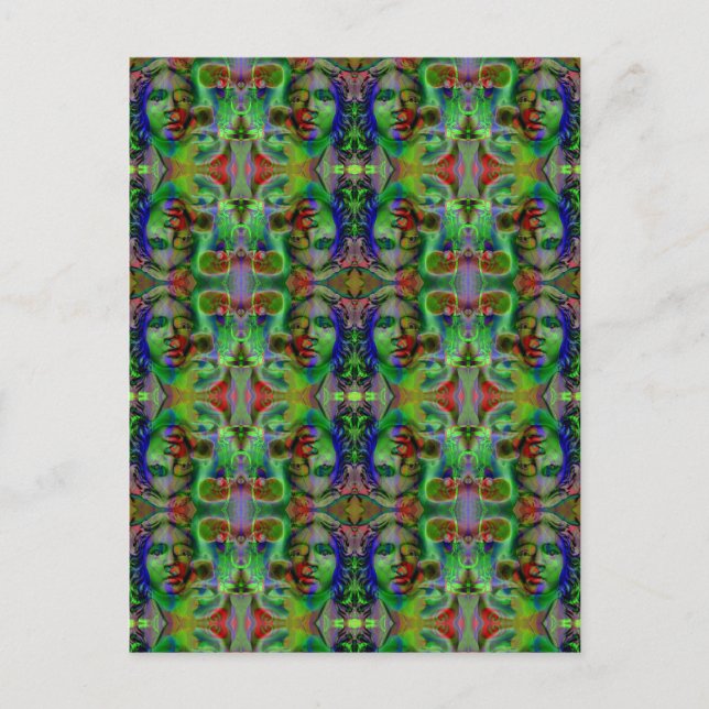 Postale Visages dans la carte de nuit (Devant)