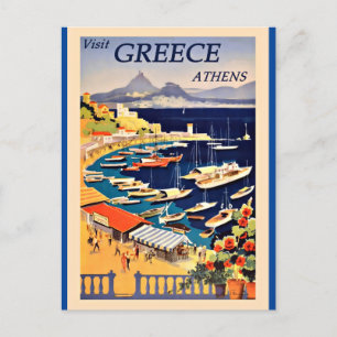 Postale Visitez la Grèce, poster de voyage vintage, carte 