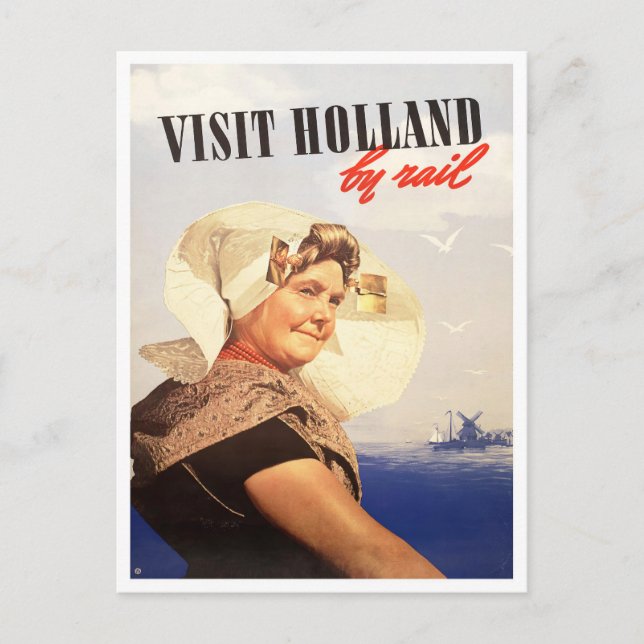 Postale Visitez la Hollande par chemin de fer carte postal (Devant)