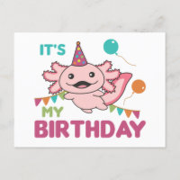 Vœux d'Axolotl C'est mon anniversaire Jolies carte