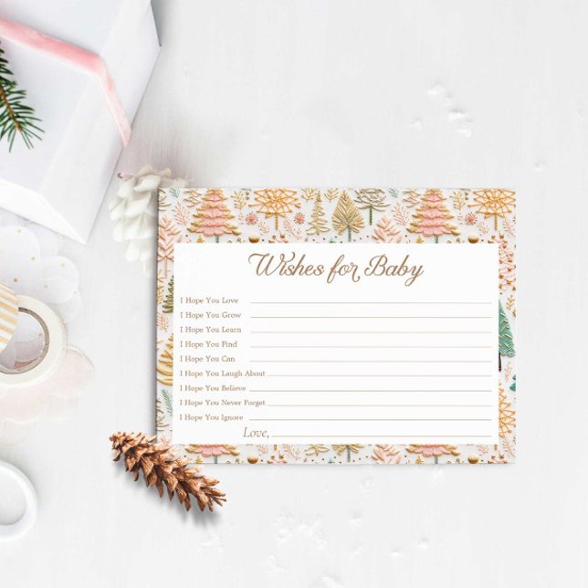 Postale Vœux de carte pour bébé pour Baby Shower Fille en  (Winter Girl Baby Shower Wishes for Baby Card)