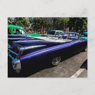 Postale Voitures Classiques de Cuba Cabriolet Violet Carte