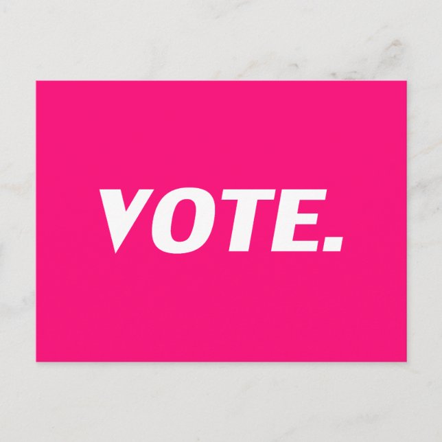 Postale "Voter" rose chaud, magenta, fuchsia, blanc Carte  (Devant)