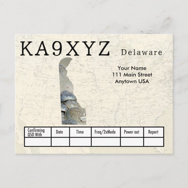 Postale Votre photo Découpe en forme du Delaware Carte QSL (Devant)