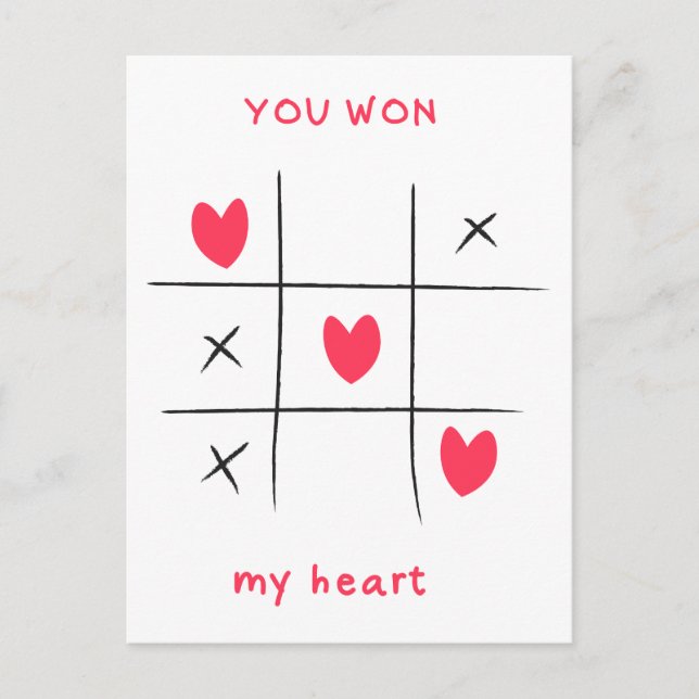 Postale Vous Avez Gagné Mon Coeur, Carte Saint-Valentin, C (Devant)