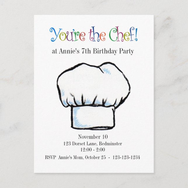 Postale Vous êtes la carte d'invitation du chef (Devant)