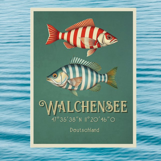 Postale Walchensee Lake Walchen Allemagne poisson Carte po (Créateur téléchargé)