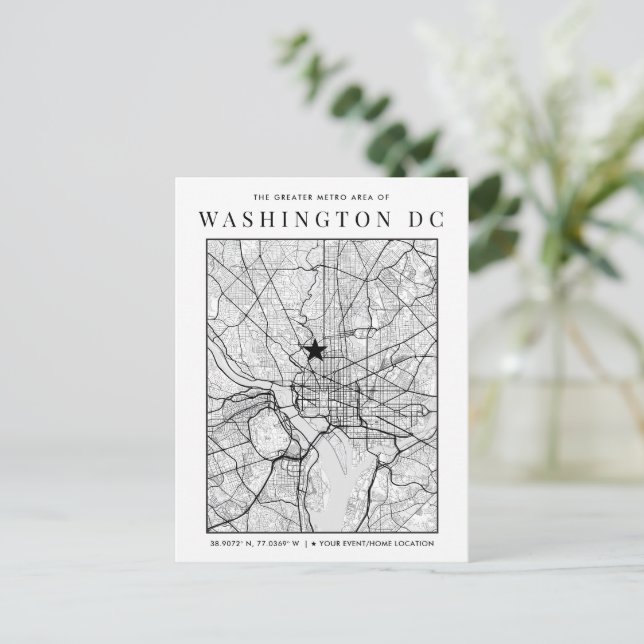 Postale Washington, DC. Carte de ville + repère d'emplacem (Debout devant)