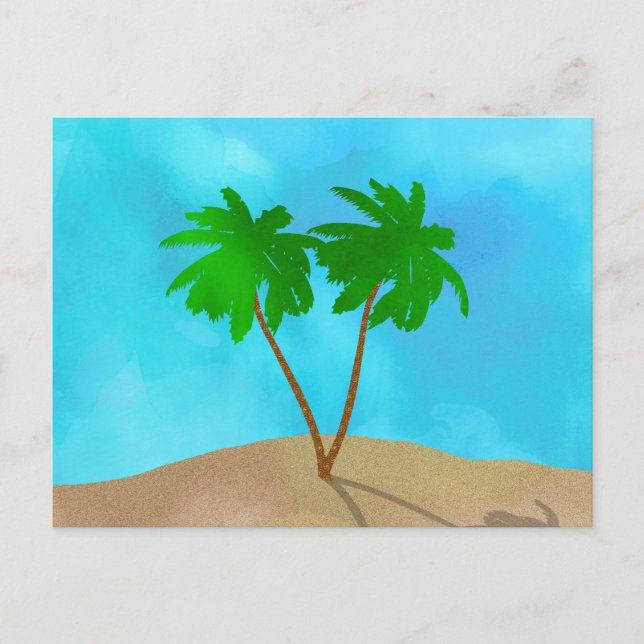 Postale Watercolor Palm Tree Beach Scène Collage Carte pos (Devant)