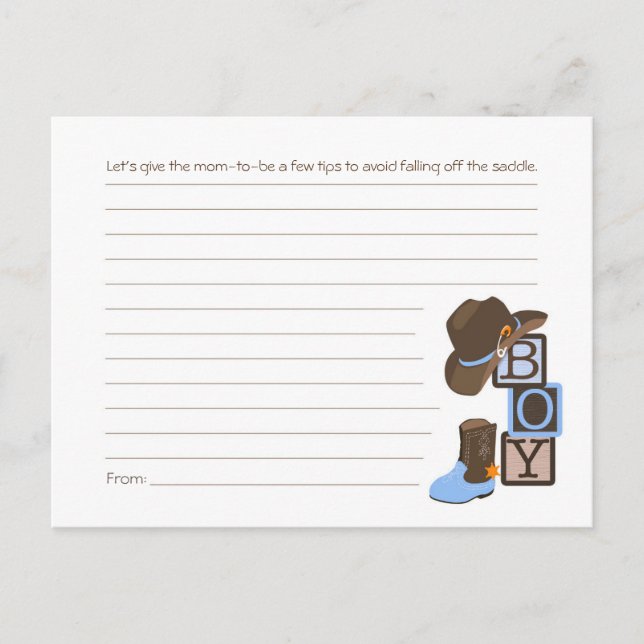 Postale Western Cowboy carte de conseils pour maman (Devant)