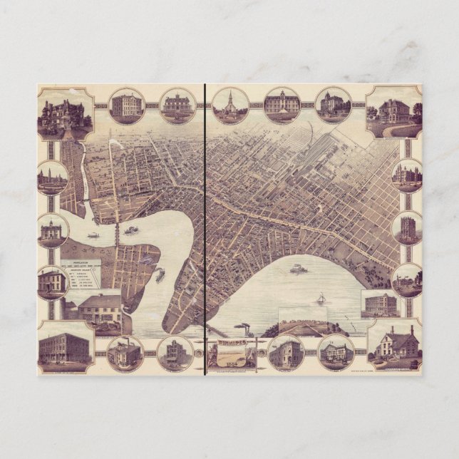 Postale Winnipeg Manitoba Carte des yeux des oiseaux du Ca (Devant)