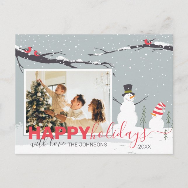Postale Winter Snowman heureux vacances famille carte de v (Devant)