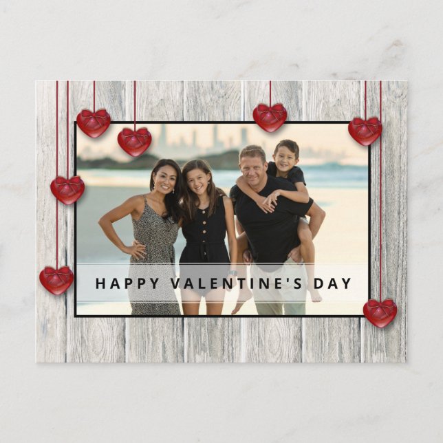 Postale Wood Rustic Valentine's Day LOVE Hearts Carte phot (Devant)