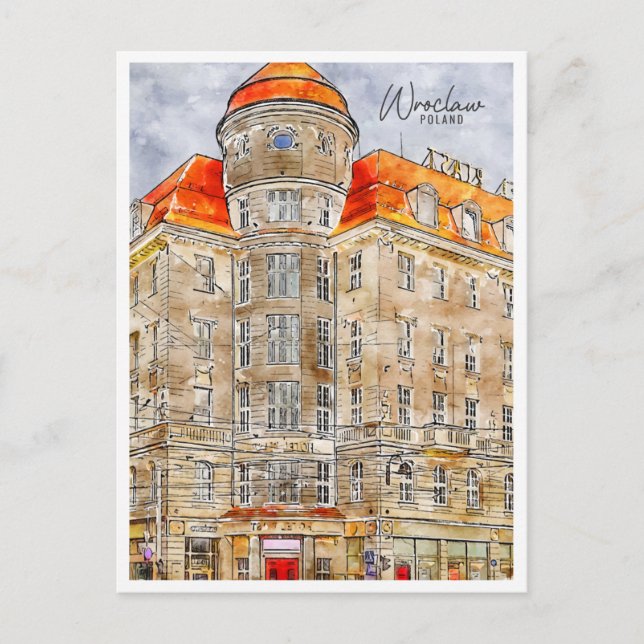 Postale Wroclaw Pologne vintage voyage aquarelle Carte pos (Devant)