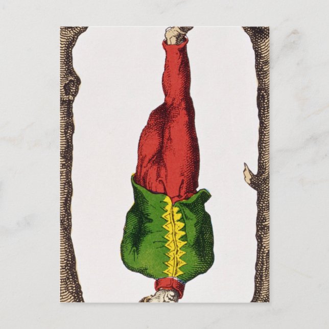 Postale XII L'homme pendu, carte tarot (Devant)