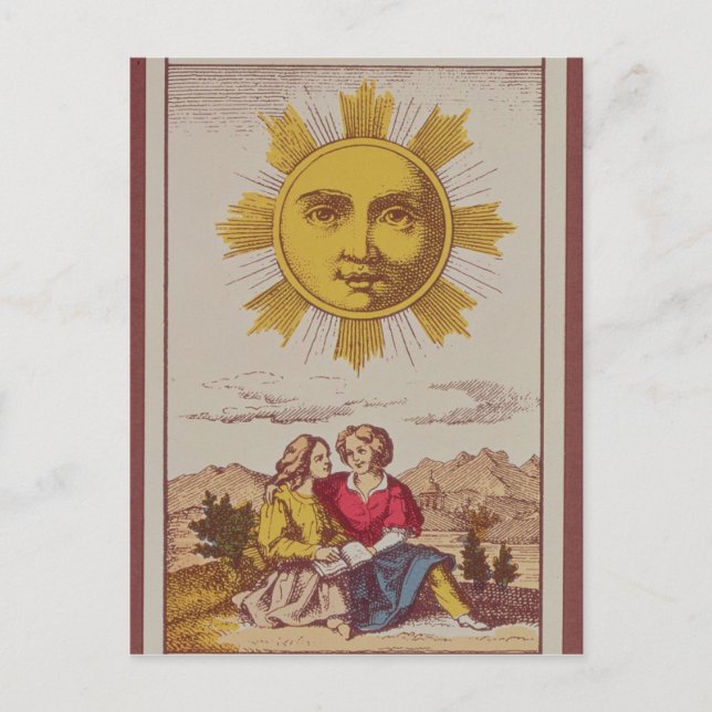 Postale XVIIII Le Soleil, carte de tarot française du Sun (Devant)