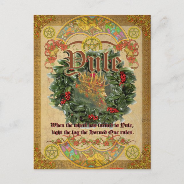 Postale Yule Winter Solstice Pagan Imaginaire Art Carte po (Devant)