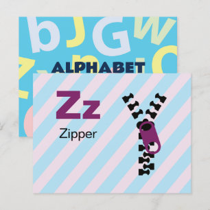 Postale Z est pour Zipper - Carte Flash Alphabet
