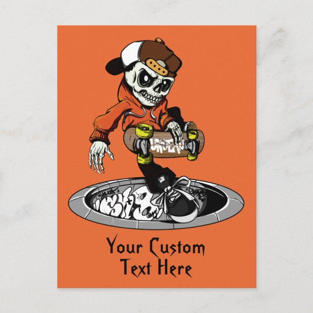 Postale Zombie Skater - texte personnalisé et carte postal (Devant)