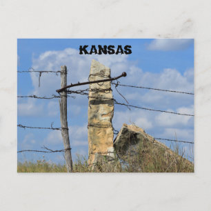 Poste de clôture en pierre du Kansas, carte postal
