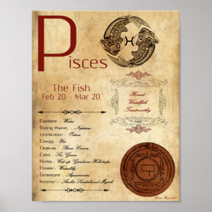 POSTE DE SIGNALISATION ZODIAC PISCES POSTER