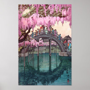 Poster 亀戸天神, Kameido Bridge, Hiroshi Yoshida, Woodcut