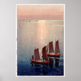 Poster 光 海, Mer scintillante, Hiroshi Yoshida, Découpe