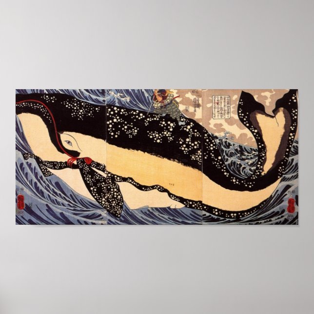 Poster 巨 鯨, 国 芳 Grosse Baleine, Kuniyoshi, Ukiyoe (Devant)