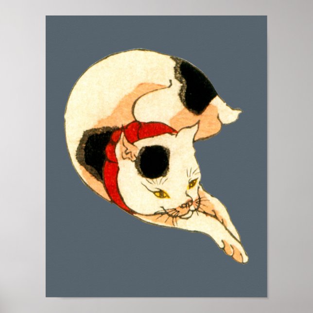 Poster 日 本 猫, 芳 Japonais Chat, Kuniyoshi, Ukiyo-e (Devant)