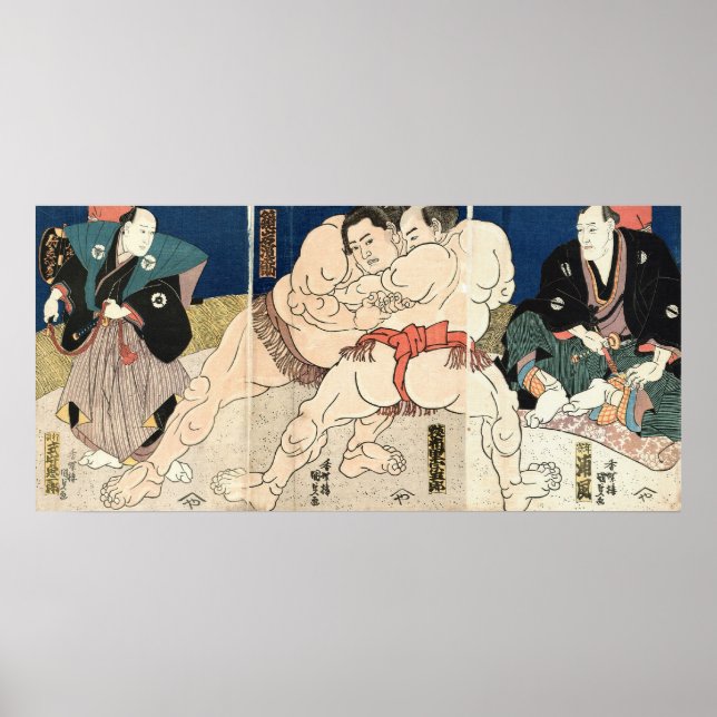 Poster 相 撲, 国 貞 Lutte Smou, Kunisada (Devant)