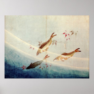 Poster 鮎, 北 斎 Poisson doux, Hokusai, Art