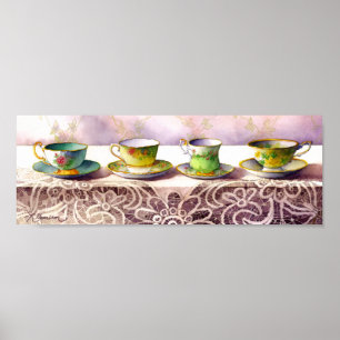 Poster 0001 Ligne de Teacups Art Imprimer