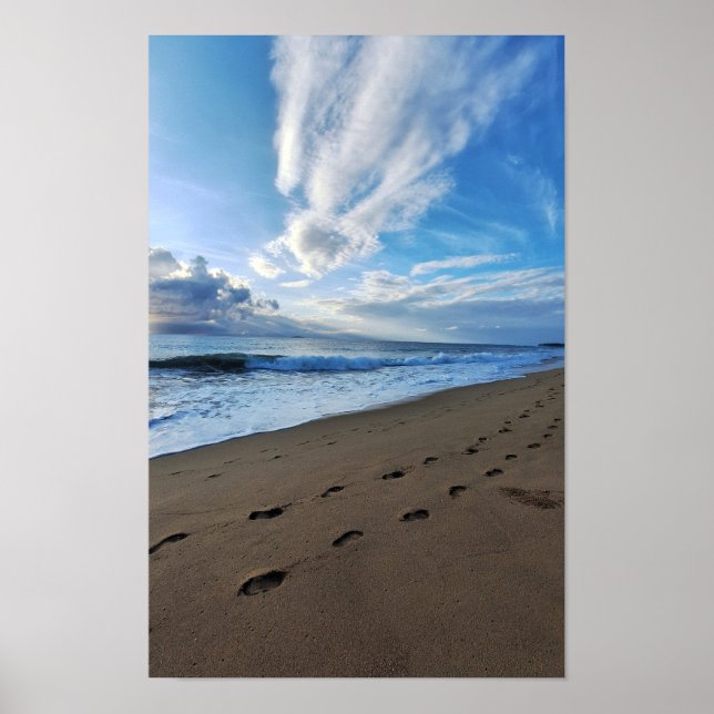 Poster 013 - Empreintes de pieds sur le sable (Devant)