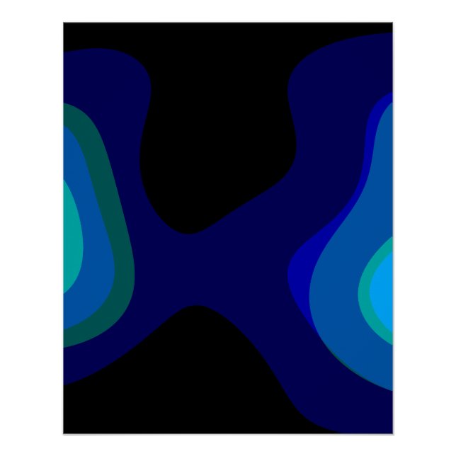 Poster 1007 Art Abstrait Noir Et Bleu (Devant)