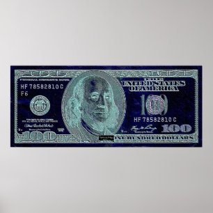 Poster 100 dollars 2, Art Signature BW