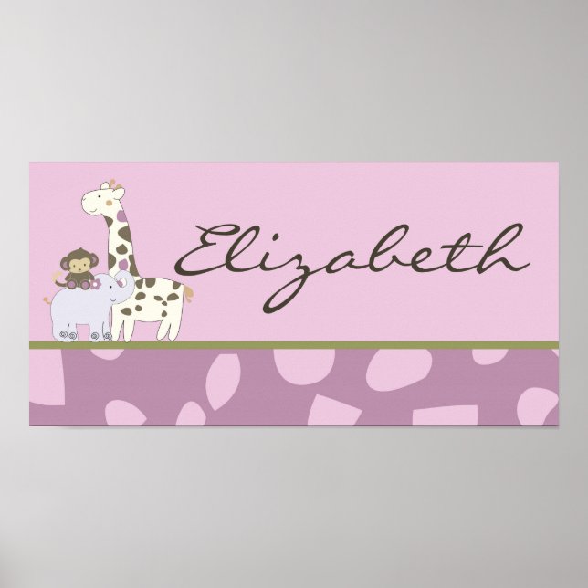 Poster 10x20 Nursery Art Name Print Jacana Girl Jungle (Devant)