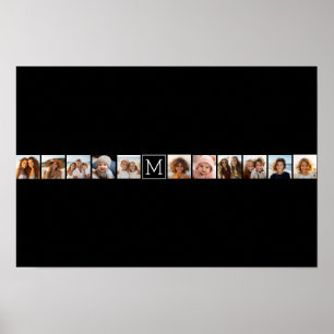 Poster 11 Grille de Collage de Photos avec Monogramme