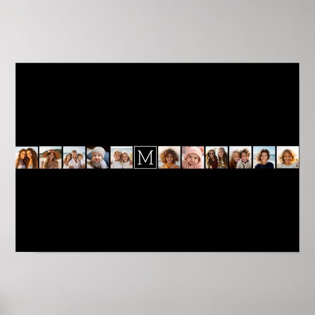 Poster 11 Grille de Collage de Photos avec Monogramme (Devant)