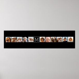 Poster 11 Photo Instagram Collage personnalisé Monogramme