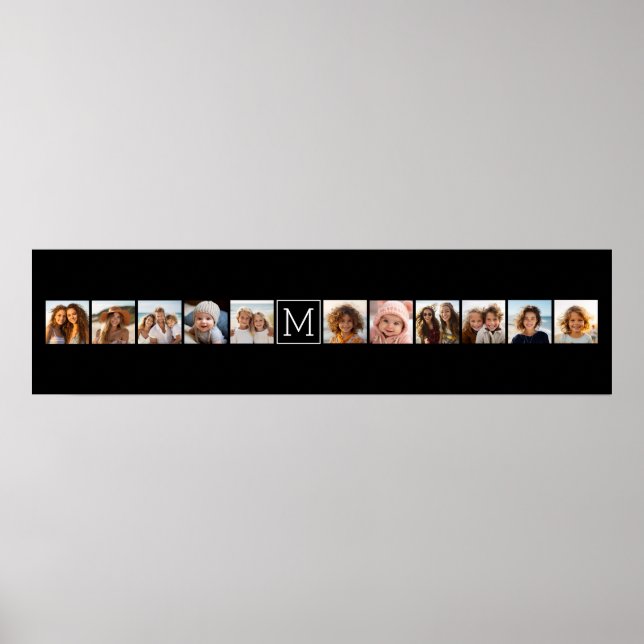 Poster 11 Photo Instagram Collage personnalisé Monogramme (Devant)