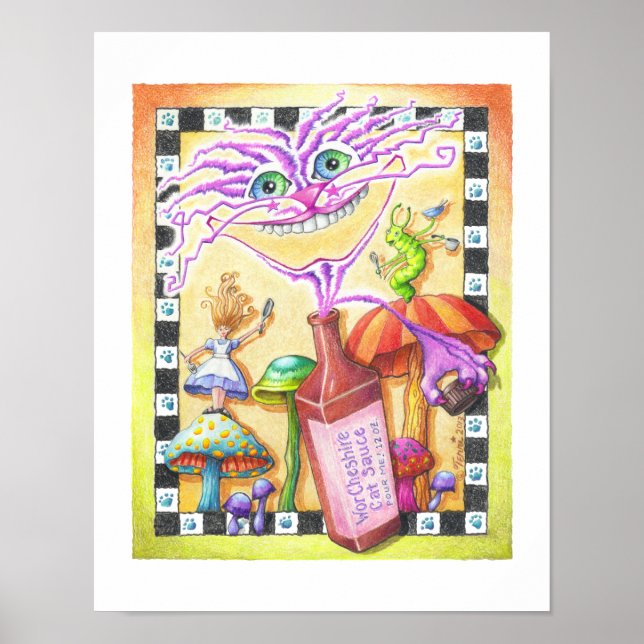 POSTER 11 x 14 pouces - WorCHESHIRE CAT (Devant)