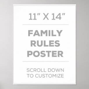 Poster 11" x 14" Règles de famille